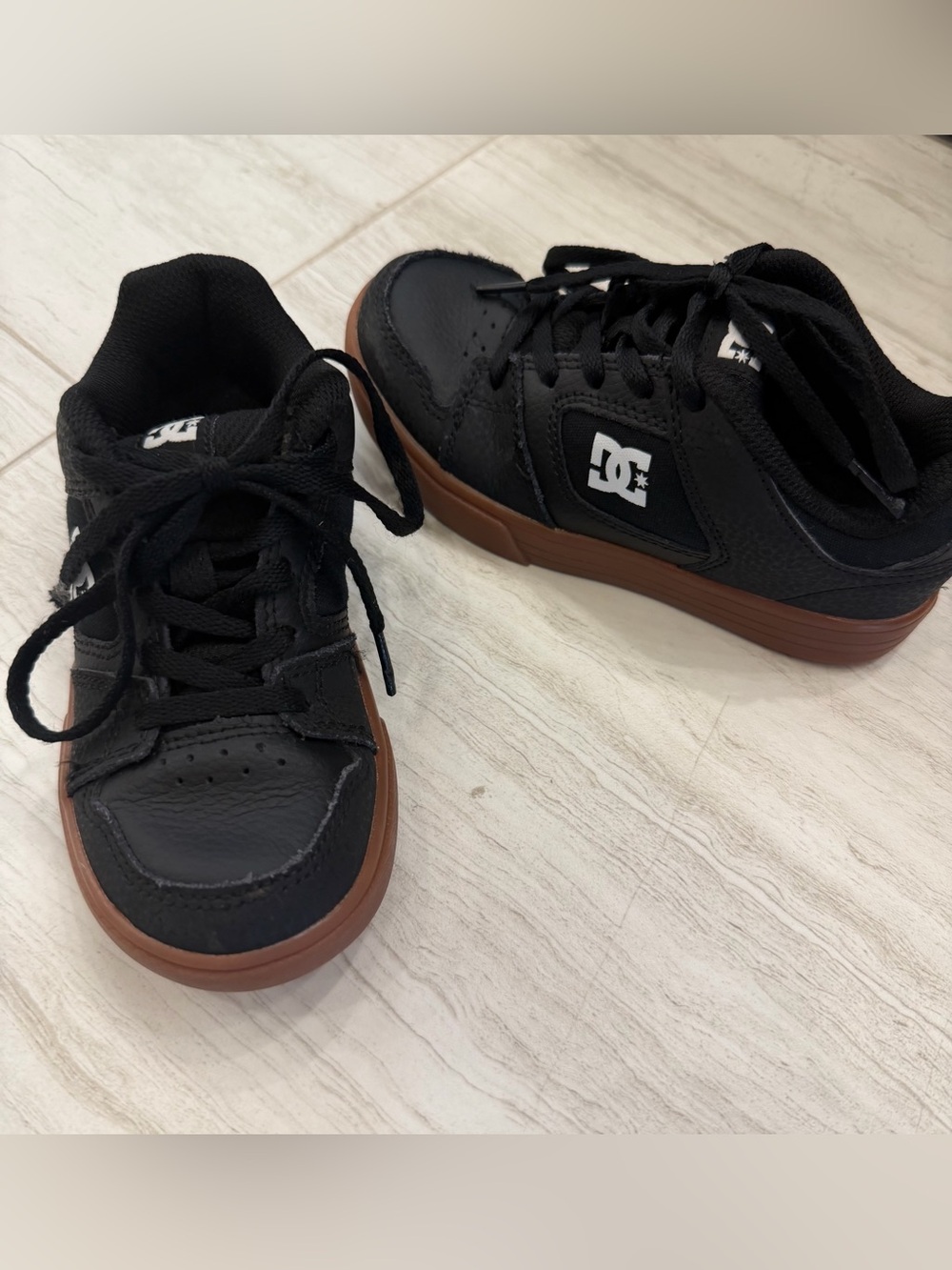 DC Kids Black Skate Shoes with Brown Sole. Size 12 toddler